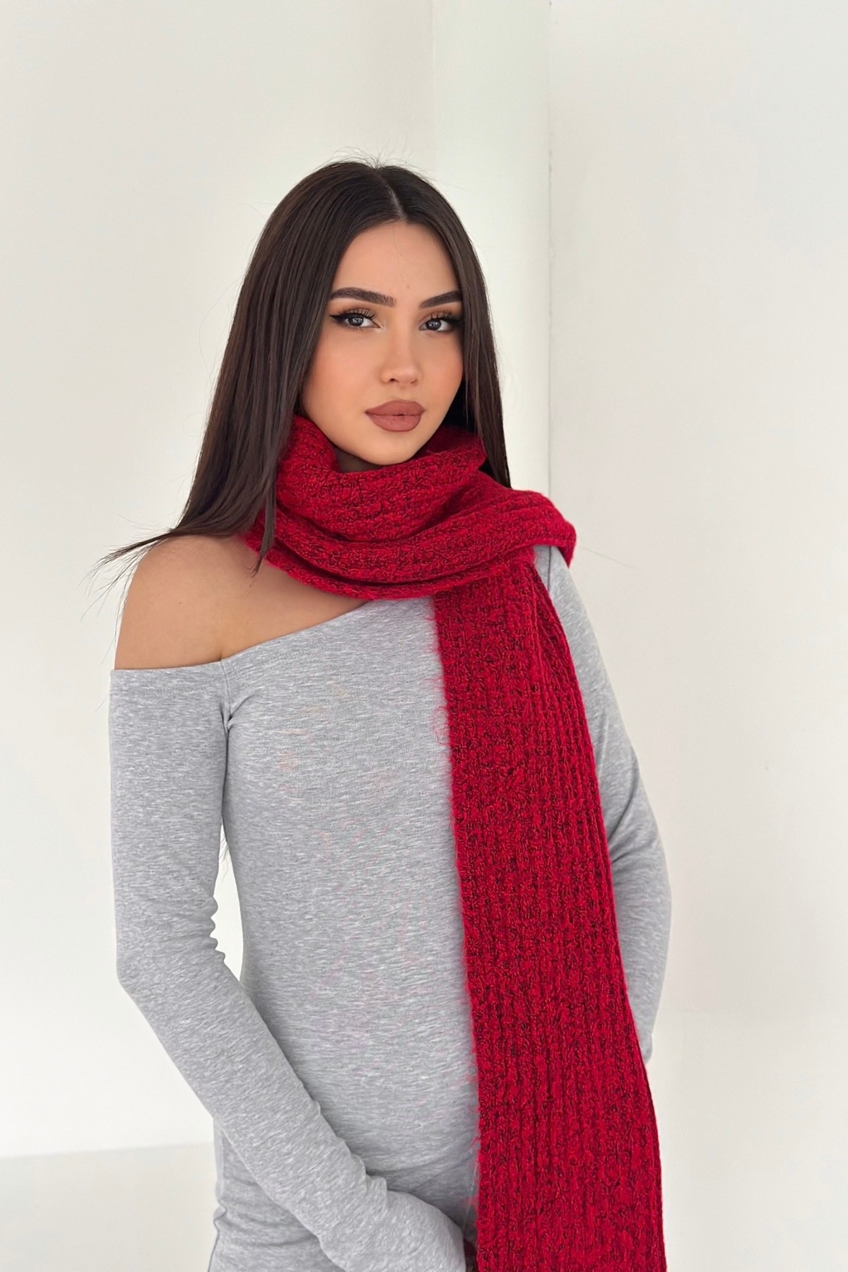 Noi Belis  Yumuşak Dokulu Kalın Triko Atkı AW25AT0005 - Görsel 5