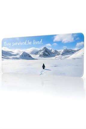 pierrebella Penguen Temalı 90x40 cm Mouse Pad, Dikişli Kenar, Kaymaz, Ultra G...