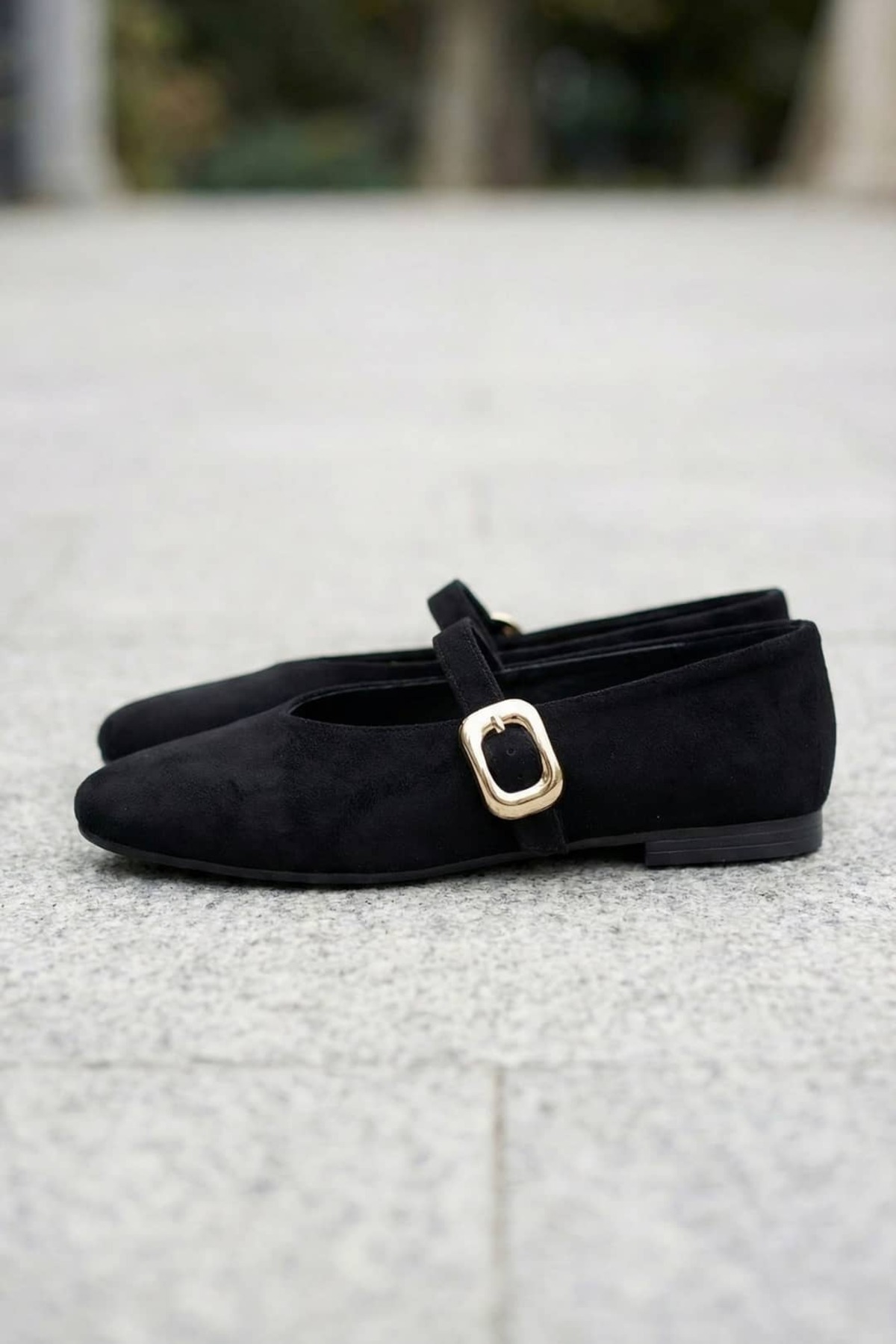 NAVİSHOES Siyah Kadın Tokalı Lastikli Kolay Giyilen Yazlık Süet Çeyiz Bohça Babet B71SNAV görsel 5