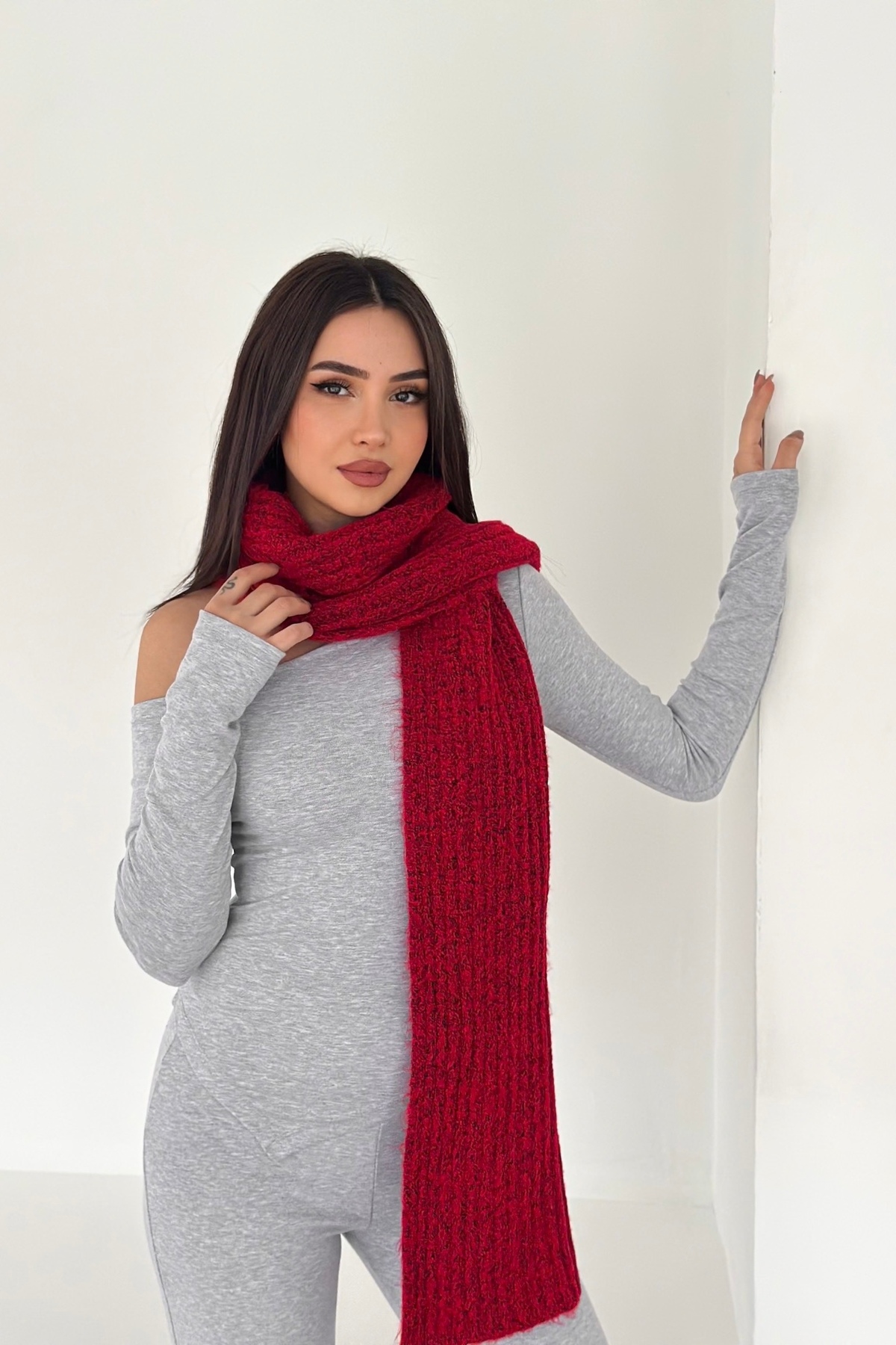 Noi Belis  Yumuşak Dokulu Kalın Triko Atkı AW25AT0005 - Görsel 3