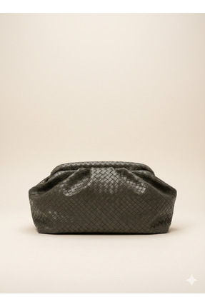 ELY Atelier VERA Verde Örgü Dokulu Haki Kadın Clutch El Çantası