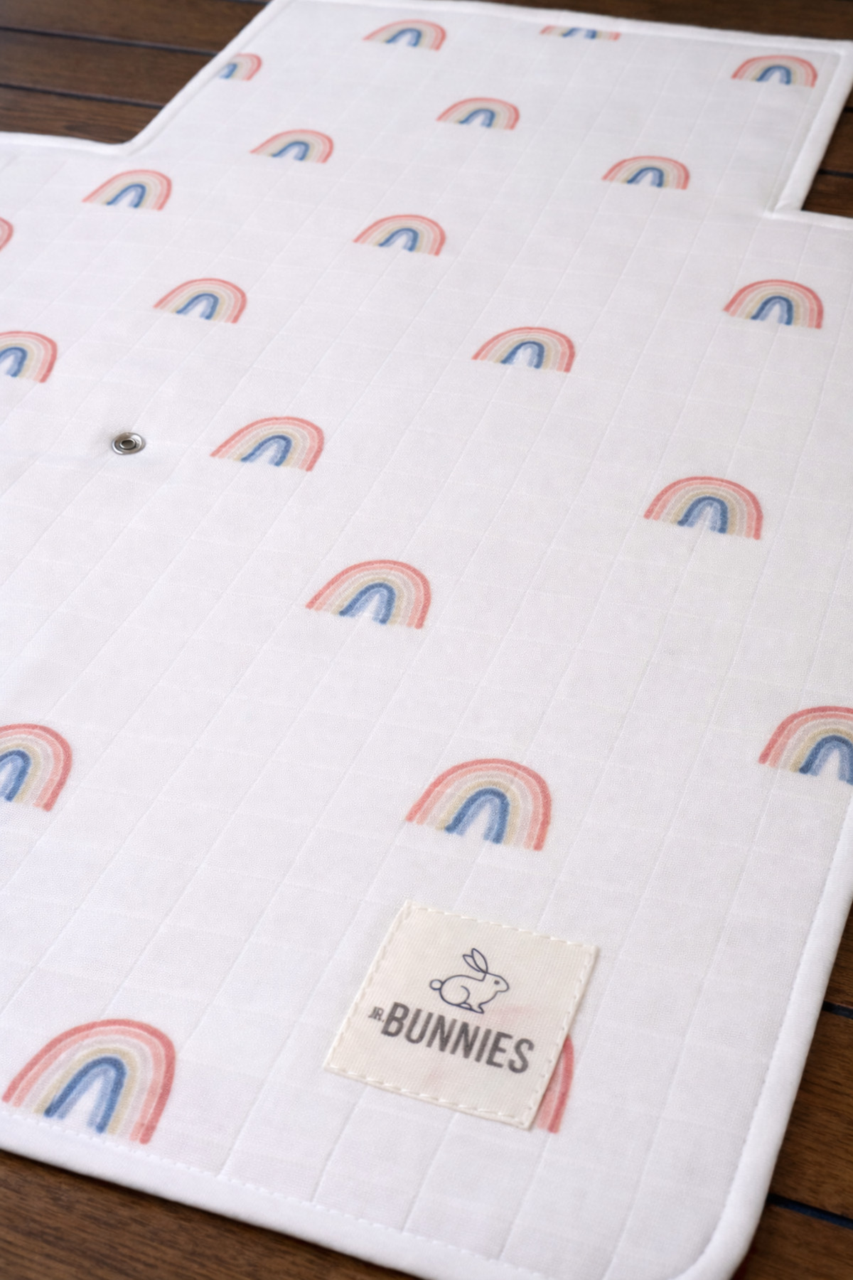 jr.bunnies Müslin Alt Açma–Çanta Formlu, %100 Pamuk, Baş Destekli, Seyahat ve Günlük Kullanım Matı-RAINBOW fotoğrafı 4 (önizleme)