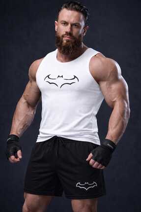 TREND ALİSSE 2 li erkek takım trend siyah sort ve beyaz atlet spor giyim