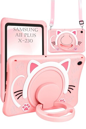 TEKNETSTORE Galaxy Tab A11 Plus 11inç Sm-x230 Uyumlu Pembe Kedi Çocuk Kılıfı ...