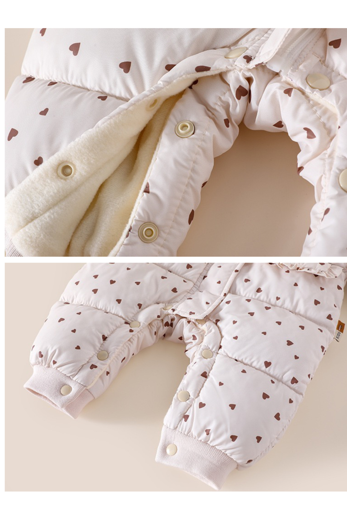 melisam.msg Kız Bebek Kalp Desenli Şişme Tulum Kalın Sevimli Polarlı Astar fotoğrafı 6 (önizleme)