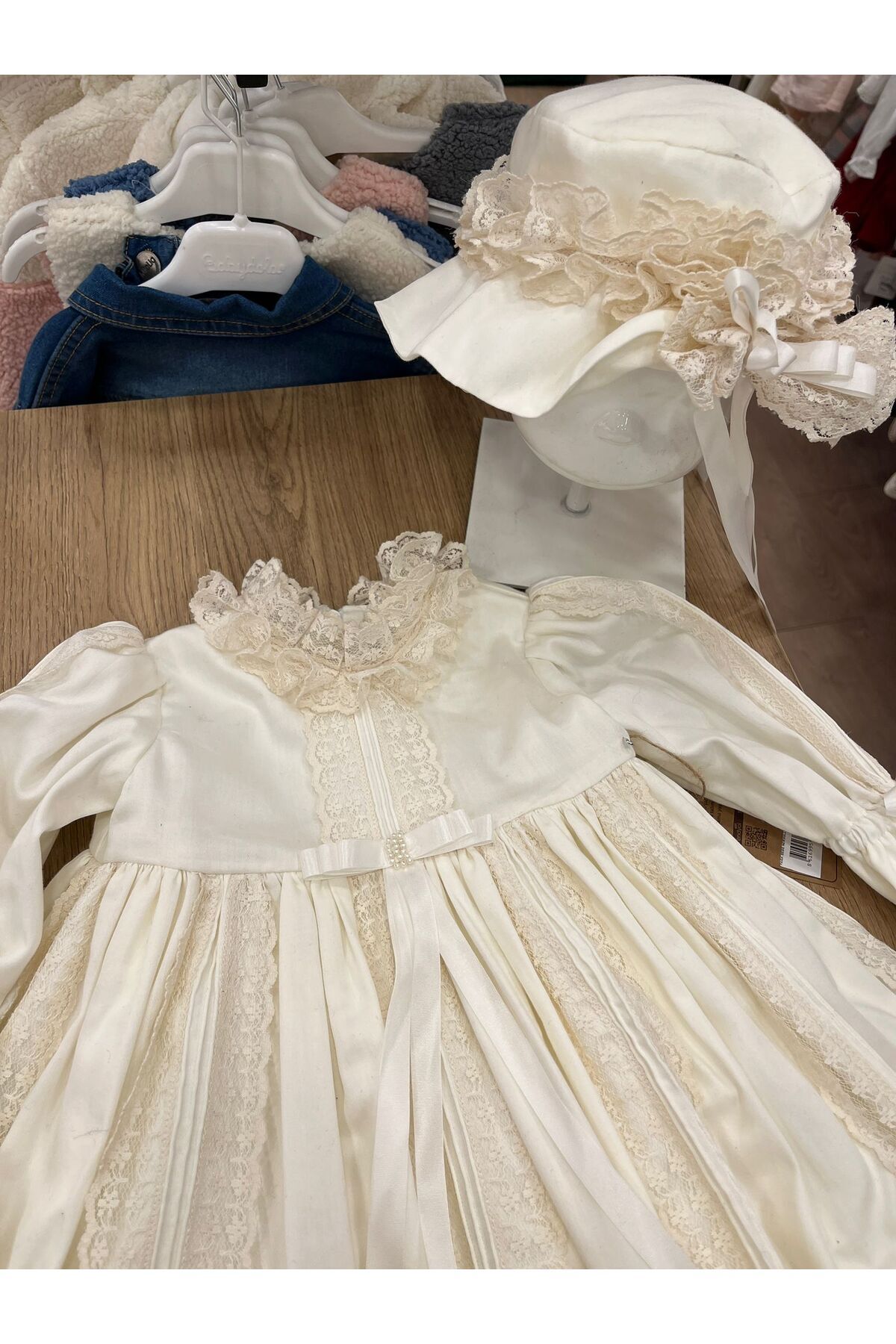 PARK BEBE Kız bebek mevlüt elbisesi özel dikim ipek kumaş 3 parça özel günler için tasarım fotoğrafı 5 (önizleme)