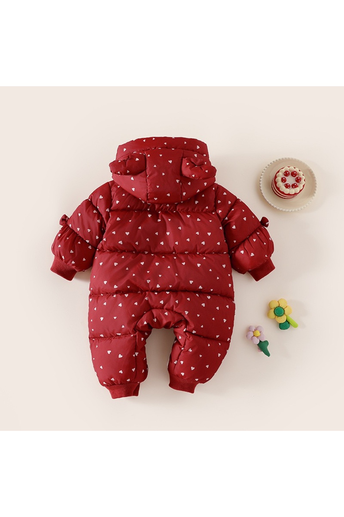 melisam.msg Kız Bebek Kalp Desenli Şişme Tulum Kalın Sevimli Polarlı Astar fotoğrafı 2 (önizleme)