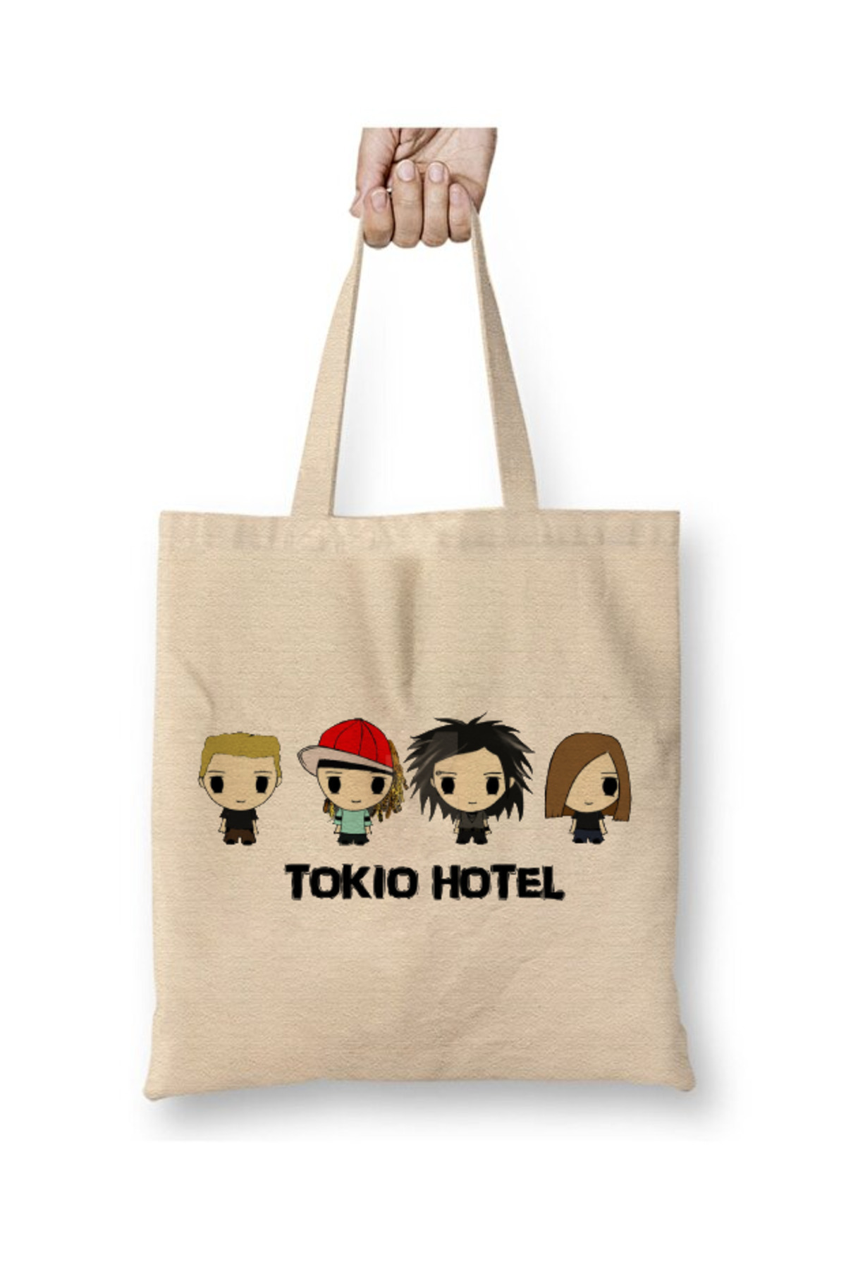 Toyaso Tokio Hotel Fanart Beyaz Bez Çanta Uzun Saplı Alışveriş