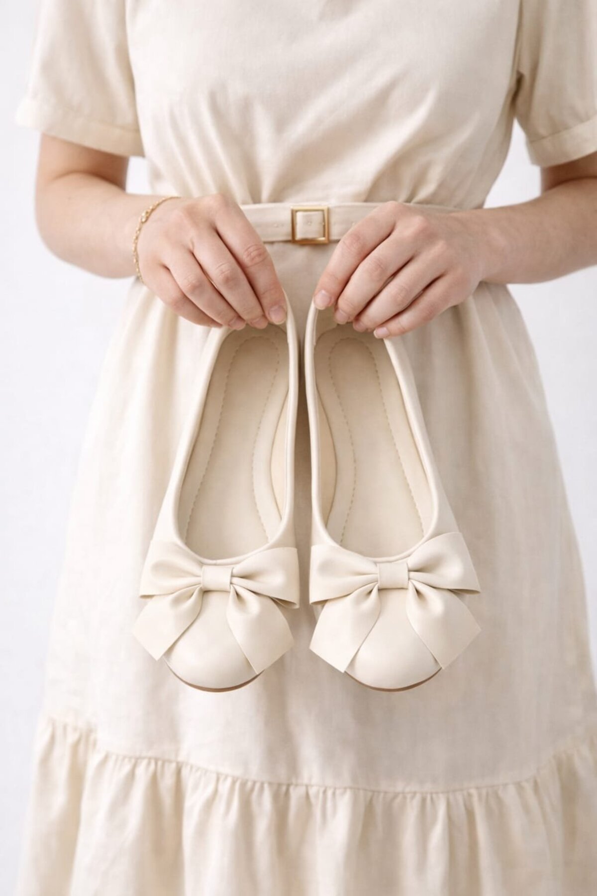 Slipcat  Zarif Kadın Günlük Kurdele Detaylı Yuvarlak Burun Şık Babet - Görsel 4