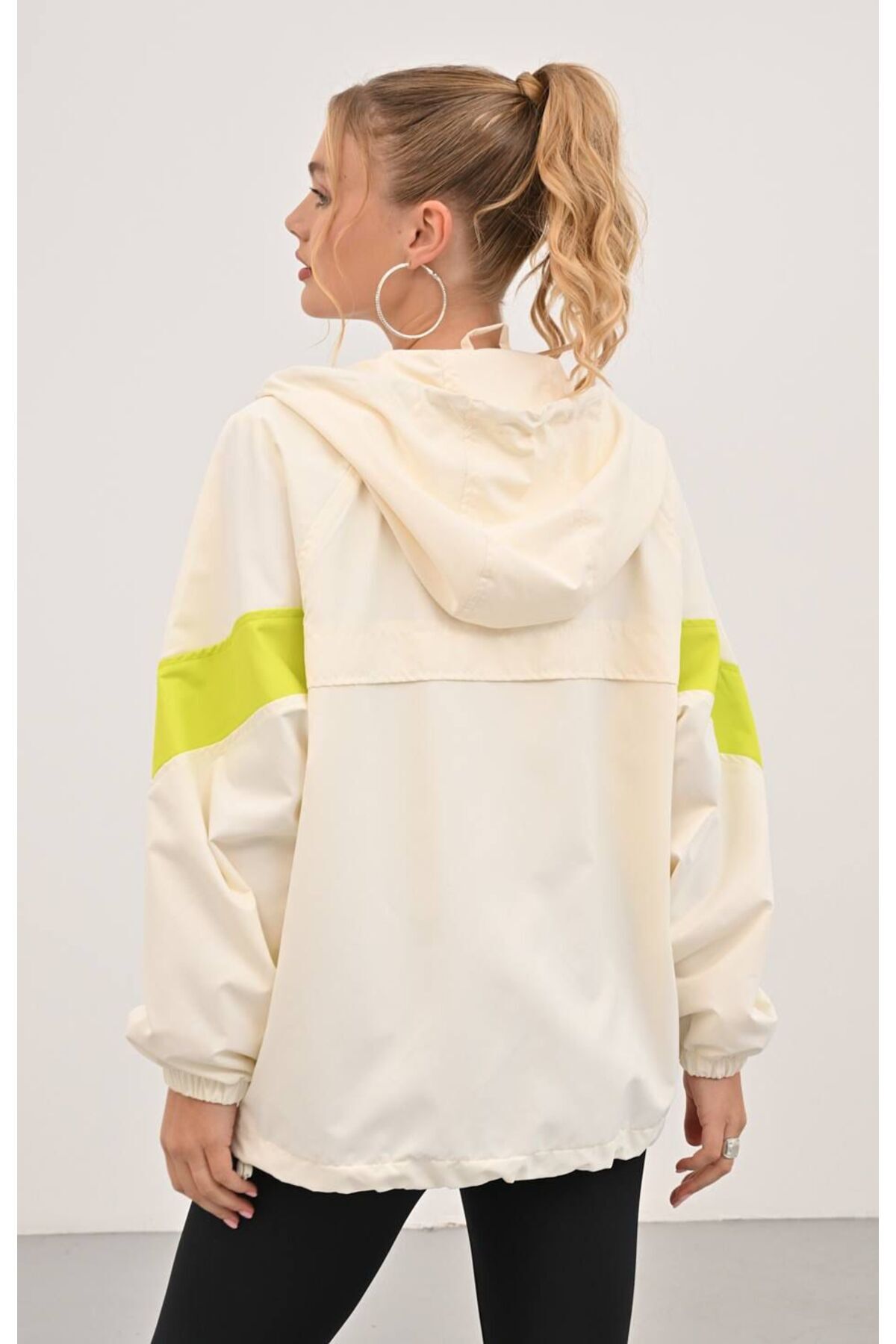 KUN SPORTSWEAR  VİNTAGE RENK BLOKLU TASARIM OVERSİZE YAĞMURLUK - Görsel 3