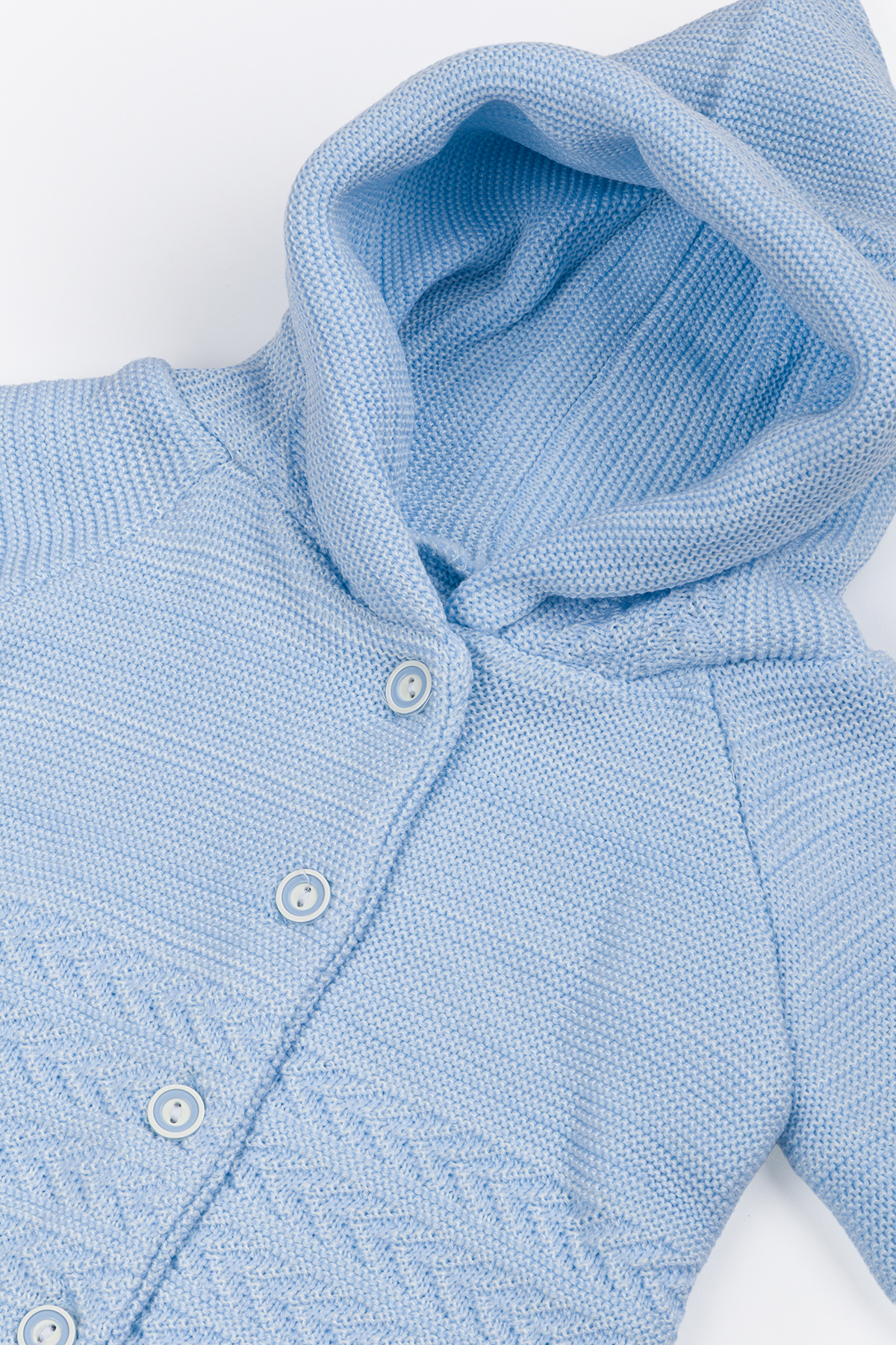 Yerli Baby Yenidoğan Kapüşonlu Triko Unisex Ponponlu Bebek Hırka 0/6 Ay fotoğrafı 3 (önizleme)