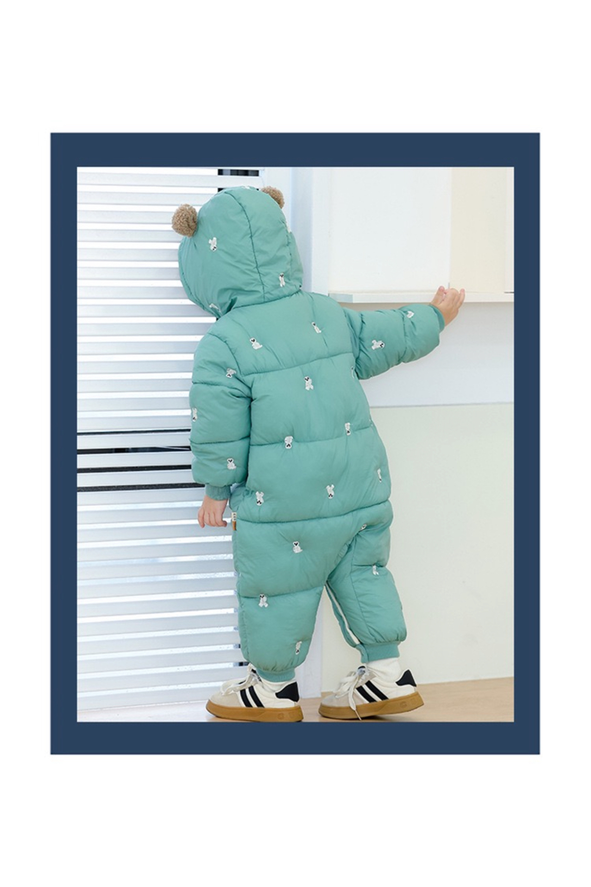 melisam.msg Kız Erkek Bebek Ayı Nakışlı Şişme Tulum Kalın Sevimli Polarlı Astar fotoğrafı 3 (önizleme)