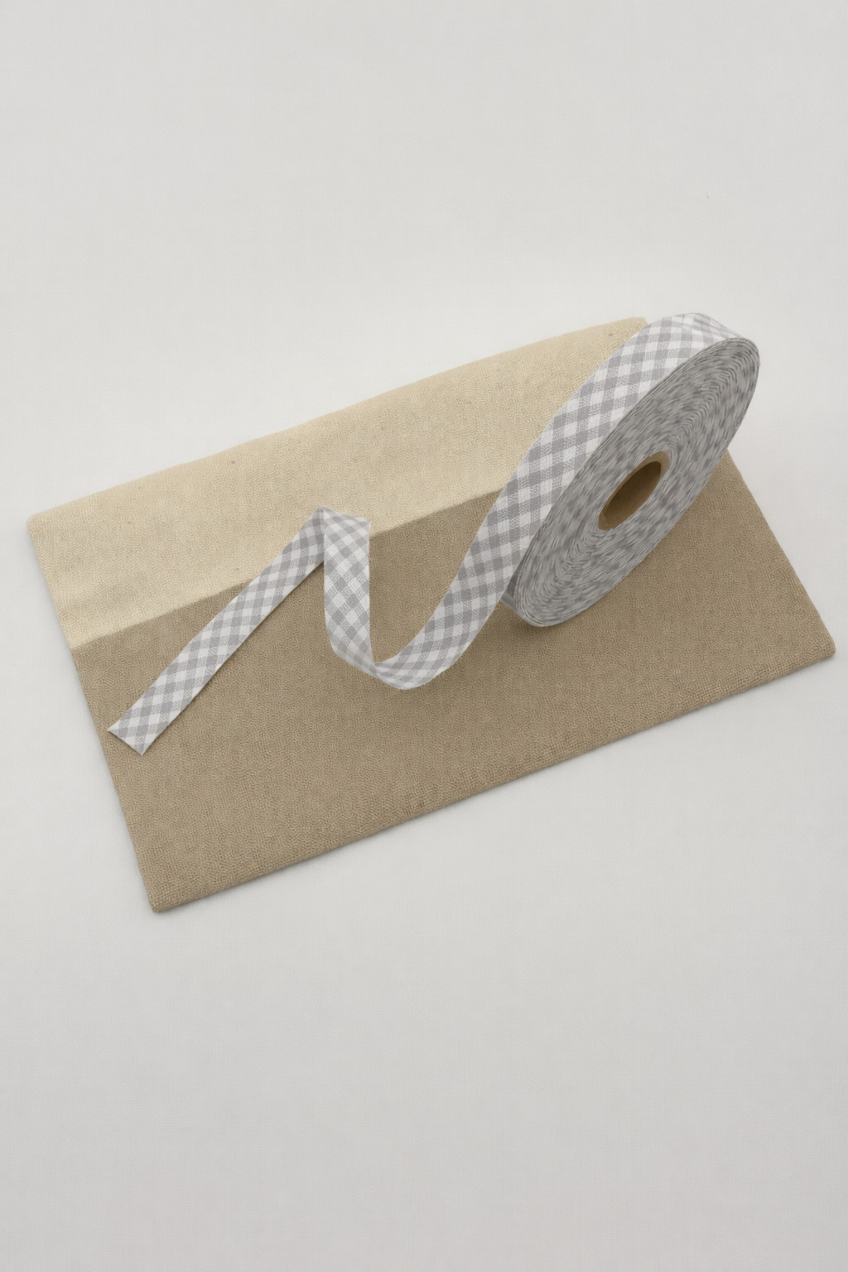 100% Cotton (Cotton) Plaid Piping Light Gray 25 Meters Length- 2 cm Width - Cotton Piping with Rigid Layers