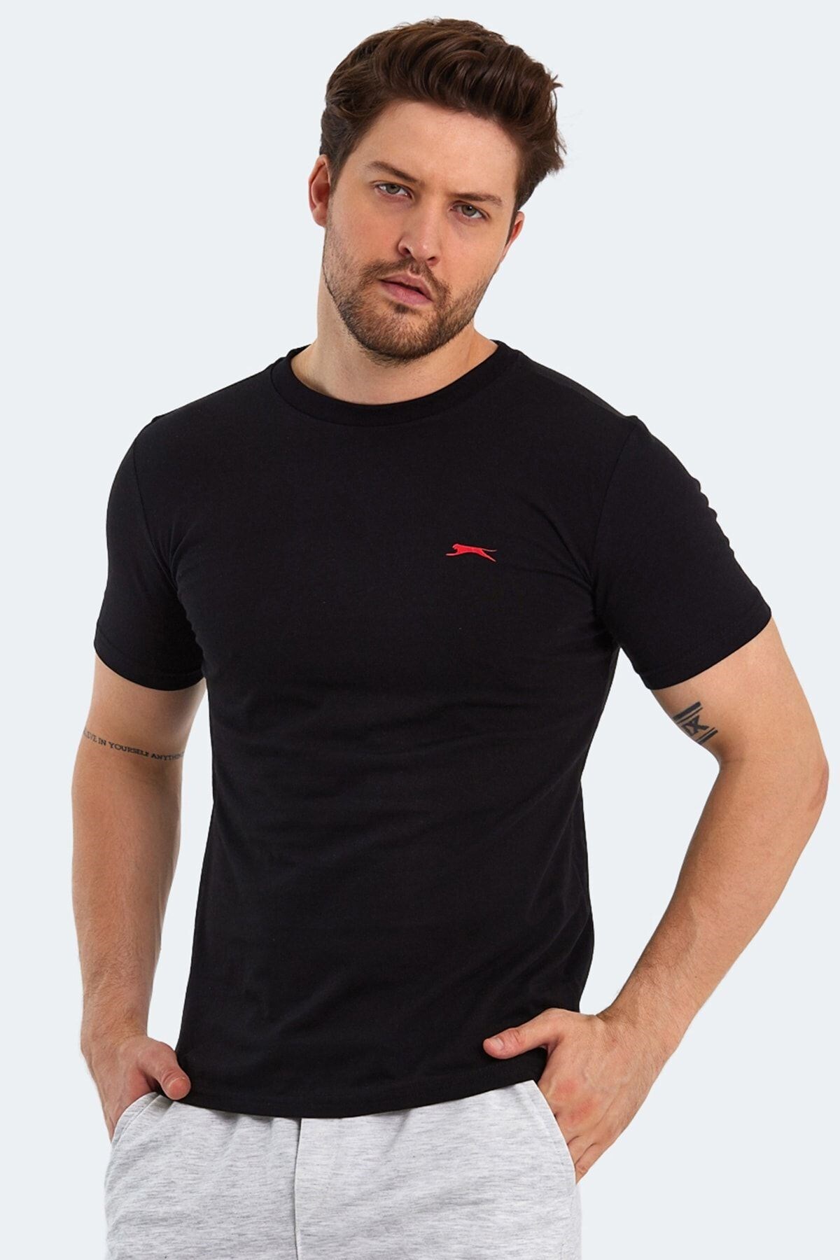 Rahat Siyah Kısa Kol T-Shirt Erkek Üst Giyim Tişört