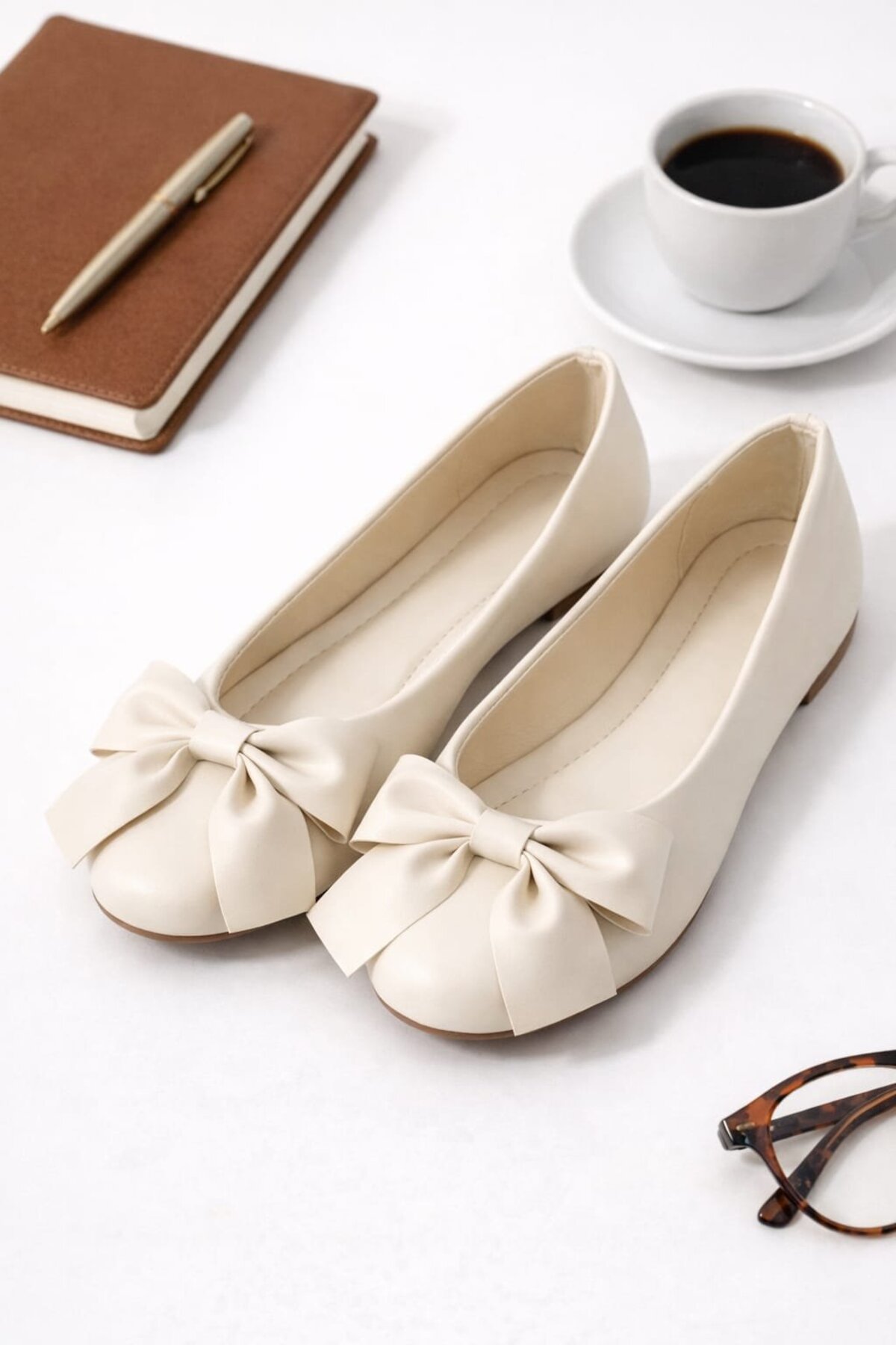 Slipcat  Zarif Kadın Günlük Kurdele Detaylı Yuvarlak Burun Şık Babet - Görsel 5