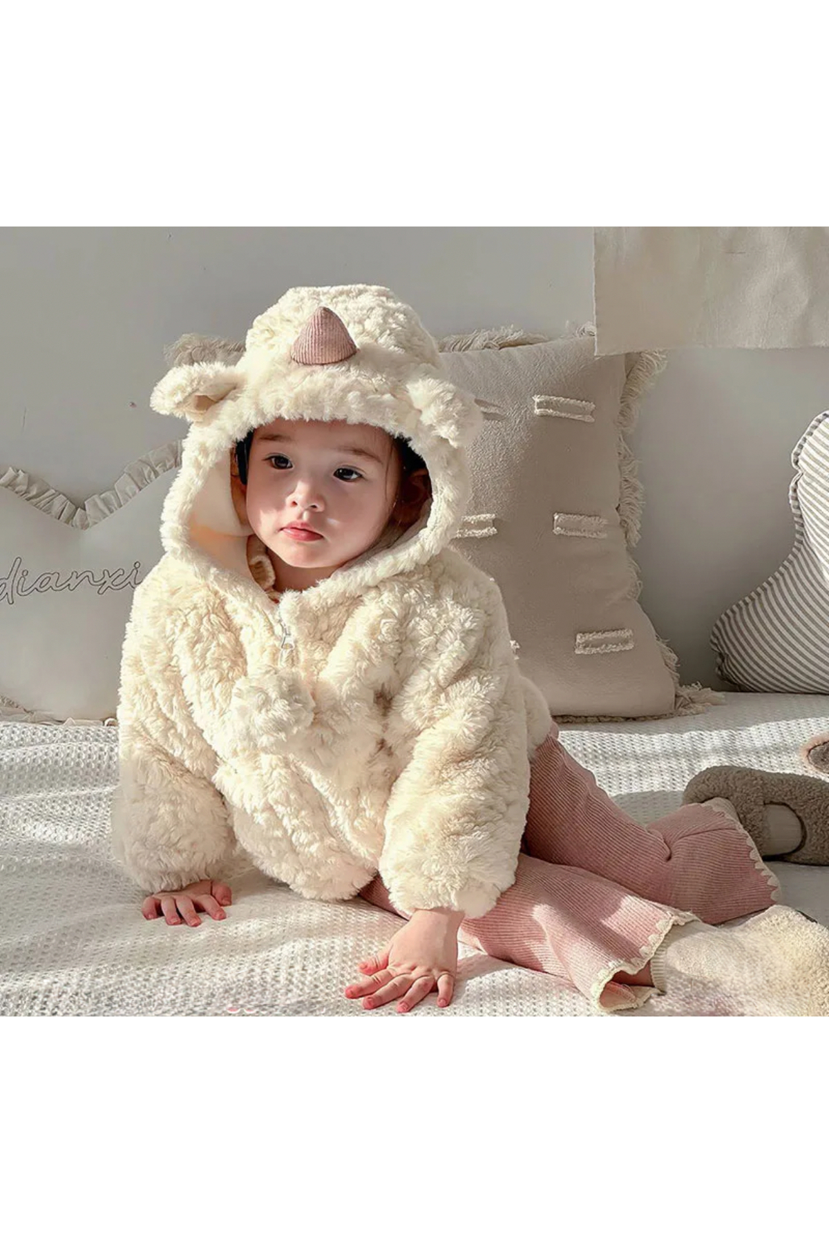 melisam.msg Kız Bebek Unicorn Kış Mevsimlik Peluş Mont Sevimli Kadife Astarlı fotoğrafı 3 (önizleme)