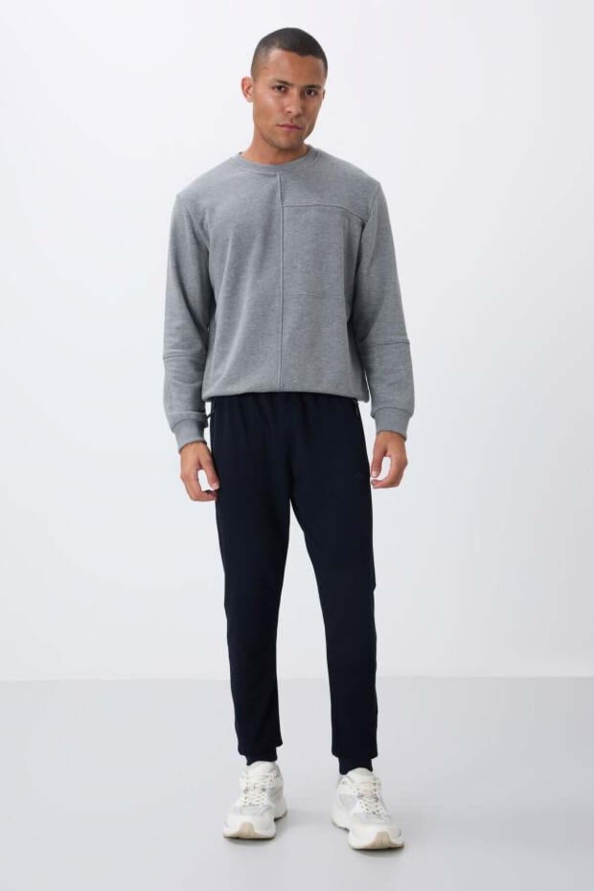 TOMMY LIFE Lacivert Fermuar Cepli Standart Kalıp Jogger Erkek Eşofman Alt - 84651