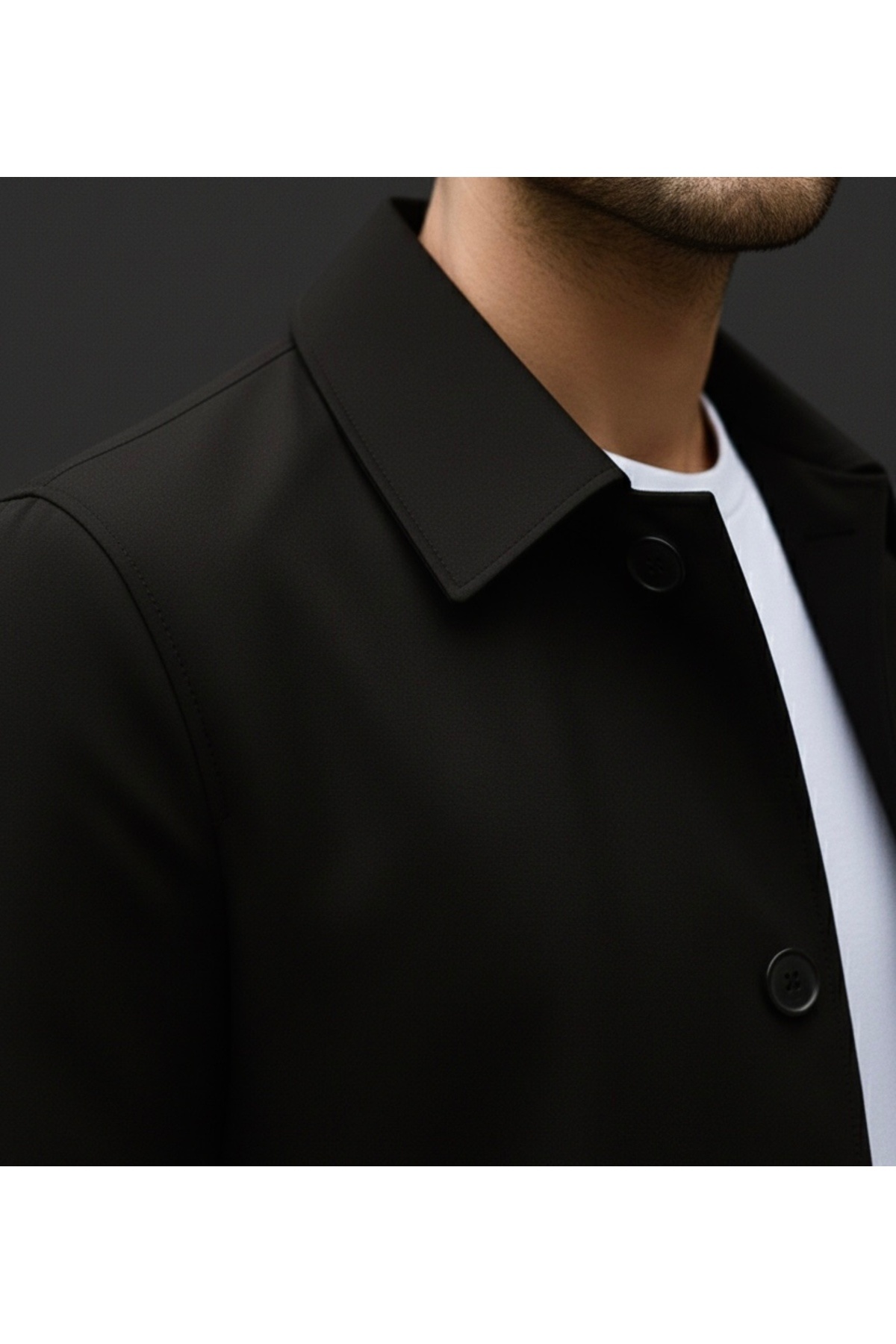 SAVARA Erkek Siyah Regular Fit Trençkot Su Iticili Orta Boy(90CM) görsel 4