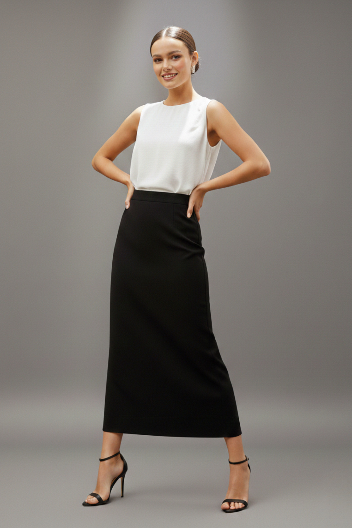 Lesa Wear  Siyah Yüksek Bel Kalem Etek Uzun - Görsel 4