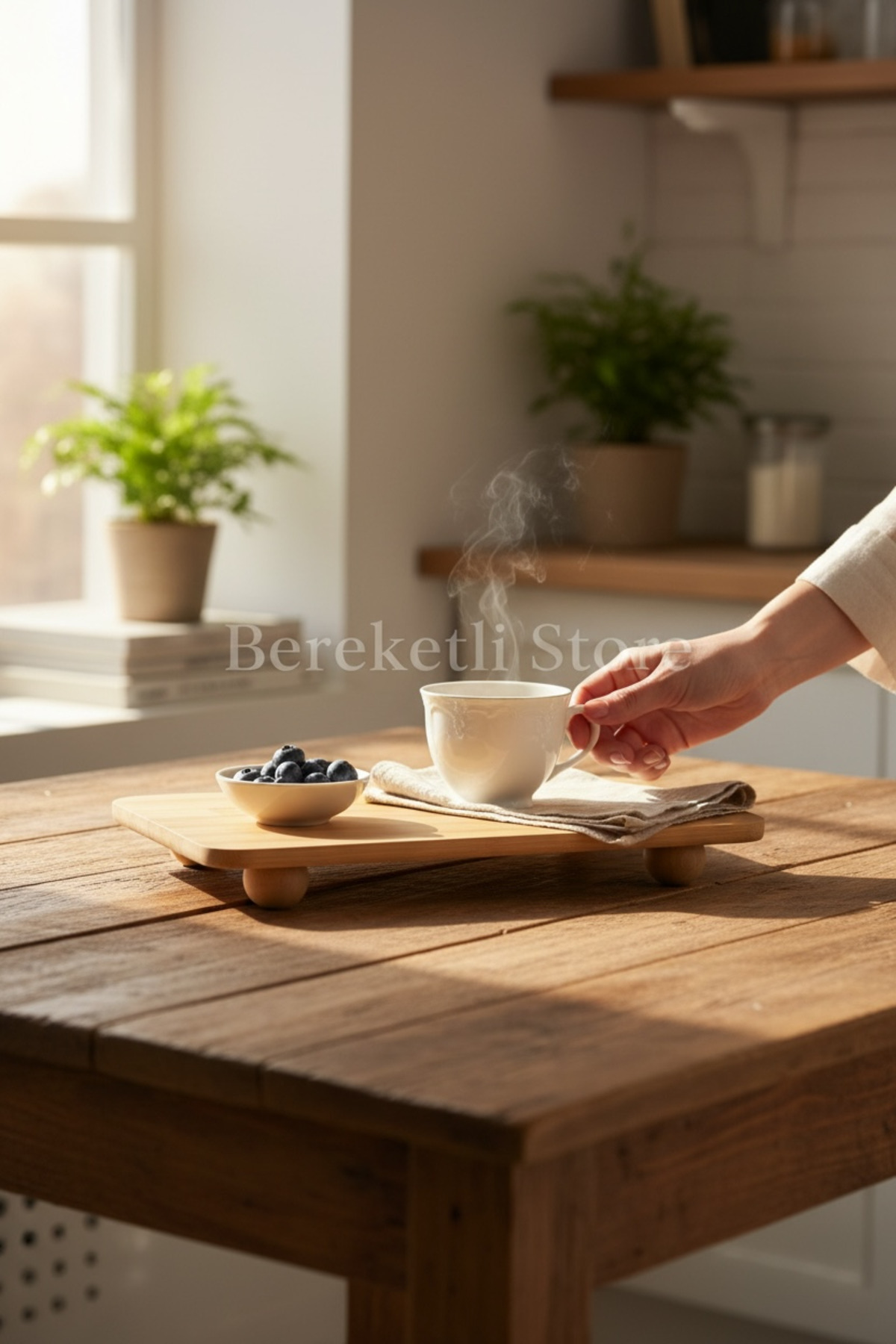 Ayaklı Bambu Sunum Tahtası 33x15 cm | Kahvaltı & İkram Sunumluğu