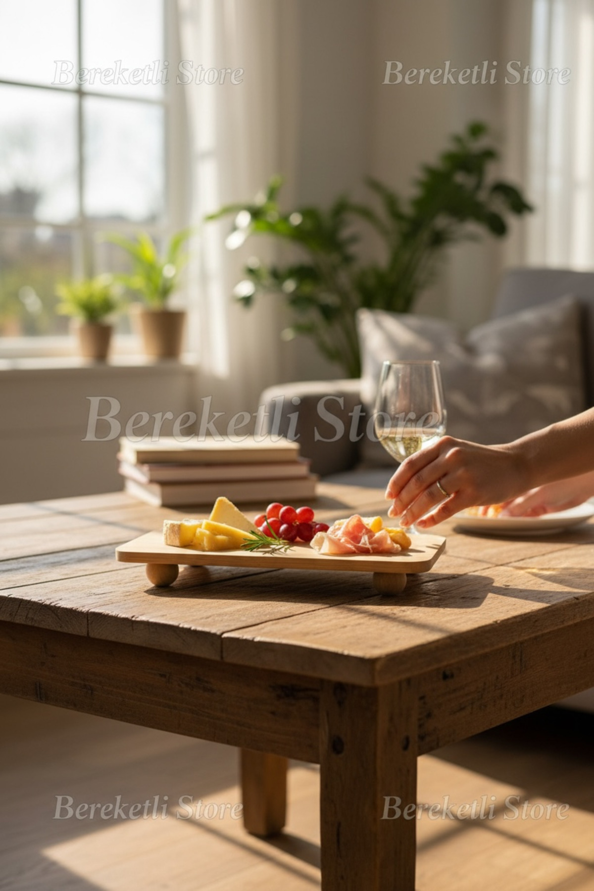 Ayaklı Bambu Sunum Tahtası 33x15 cm | Kahvaltı & İkram Sunumluğu
