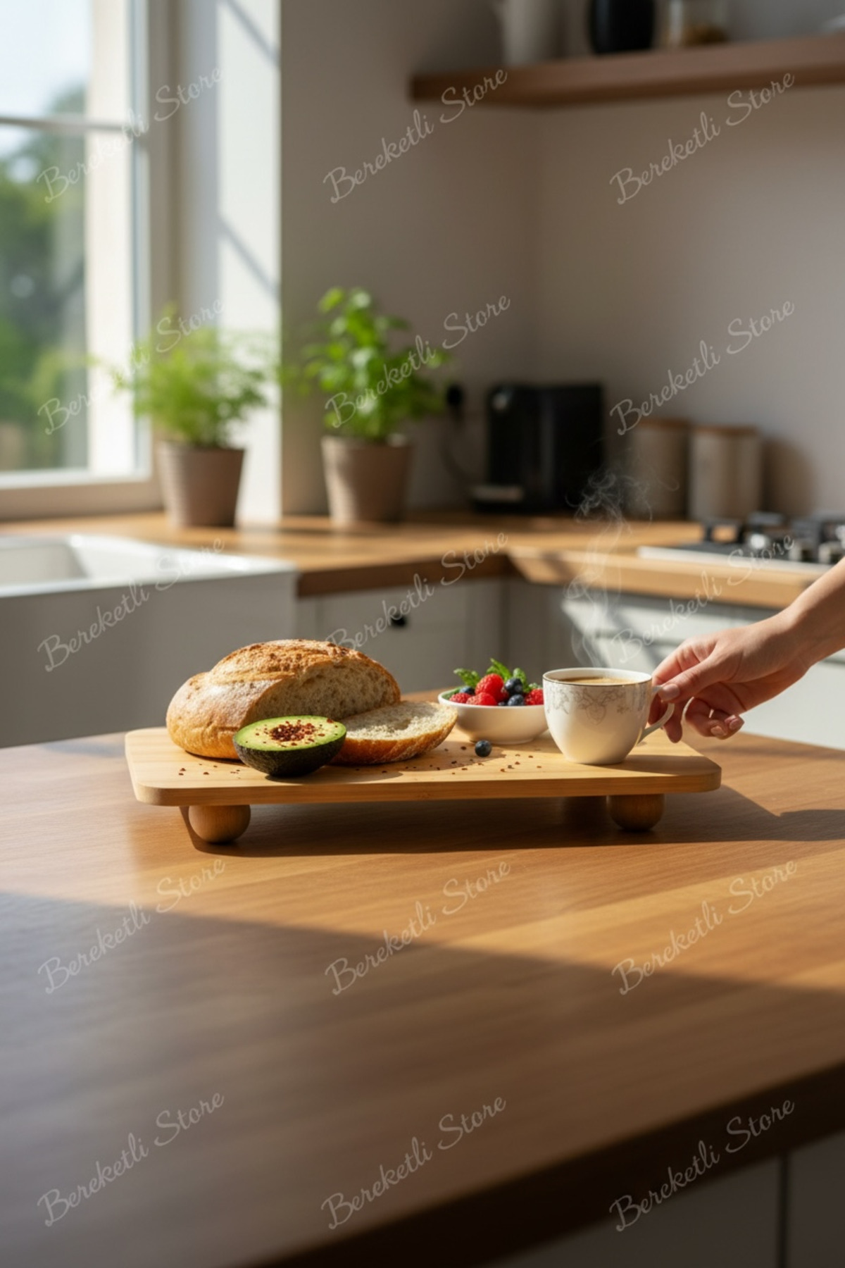 Ayaklı Bambu Sunum Tahtası 33x15 cm | Kahvaltı & İkram Sunumluğu