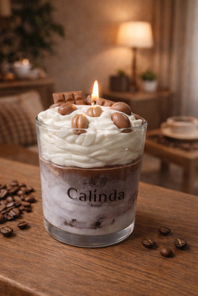 Calinda Candles Kahve Kokulu Kremalı Mum | Çikolata & Kahve Detaylı %100 Soya...