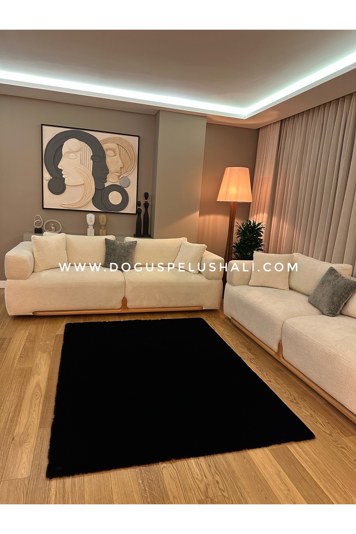 Ultra Soft Black Soft Textured Plush Rug Rectangle