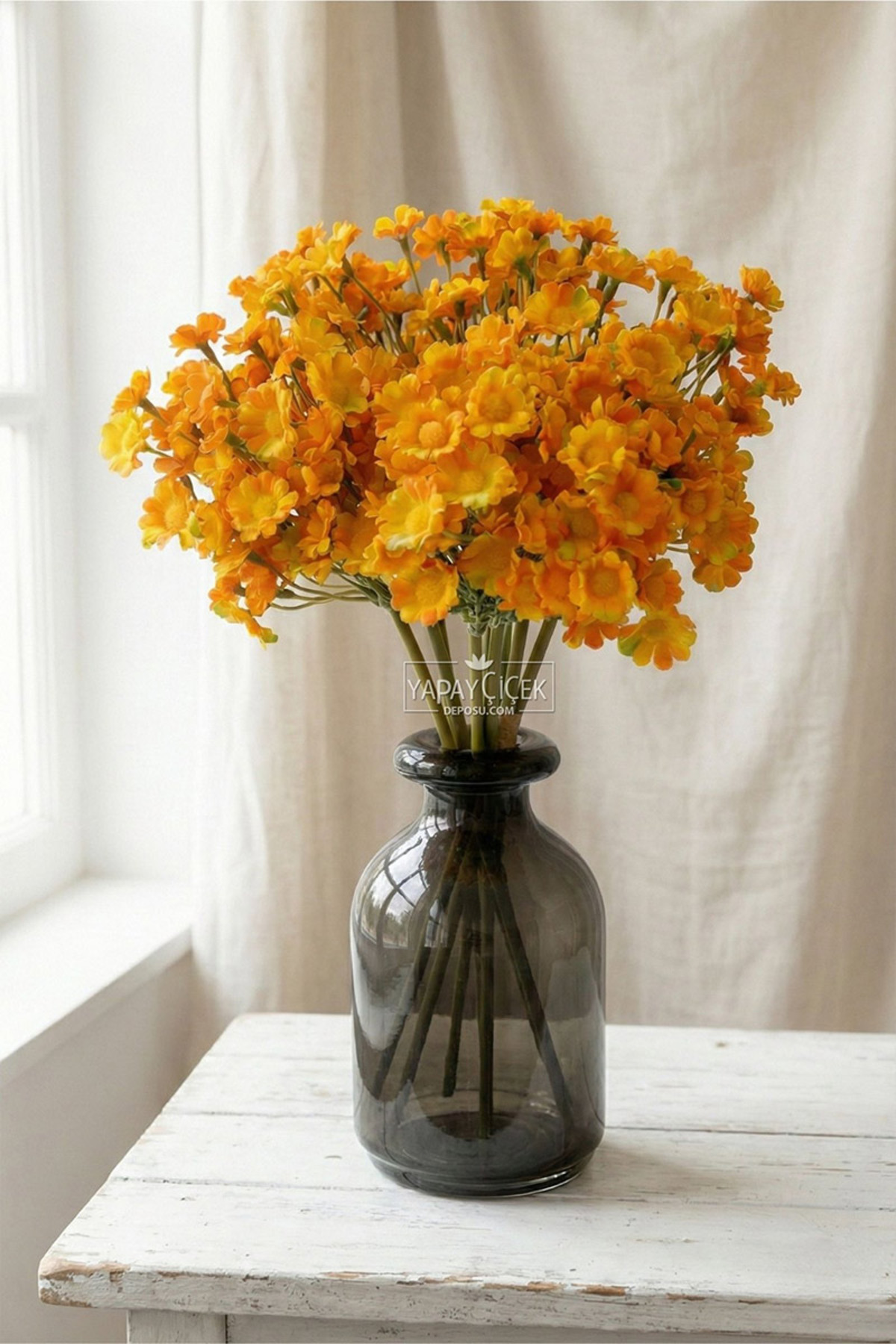 Artificial 100 Flowering Valley Daisy Bundle 35 Orange