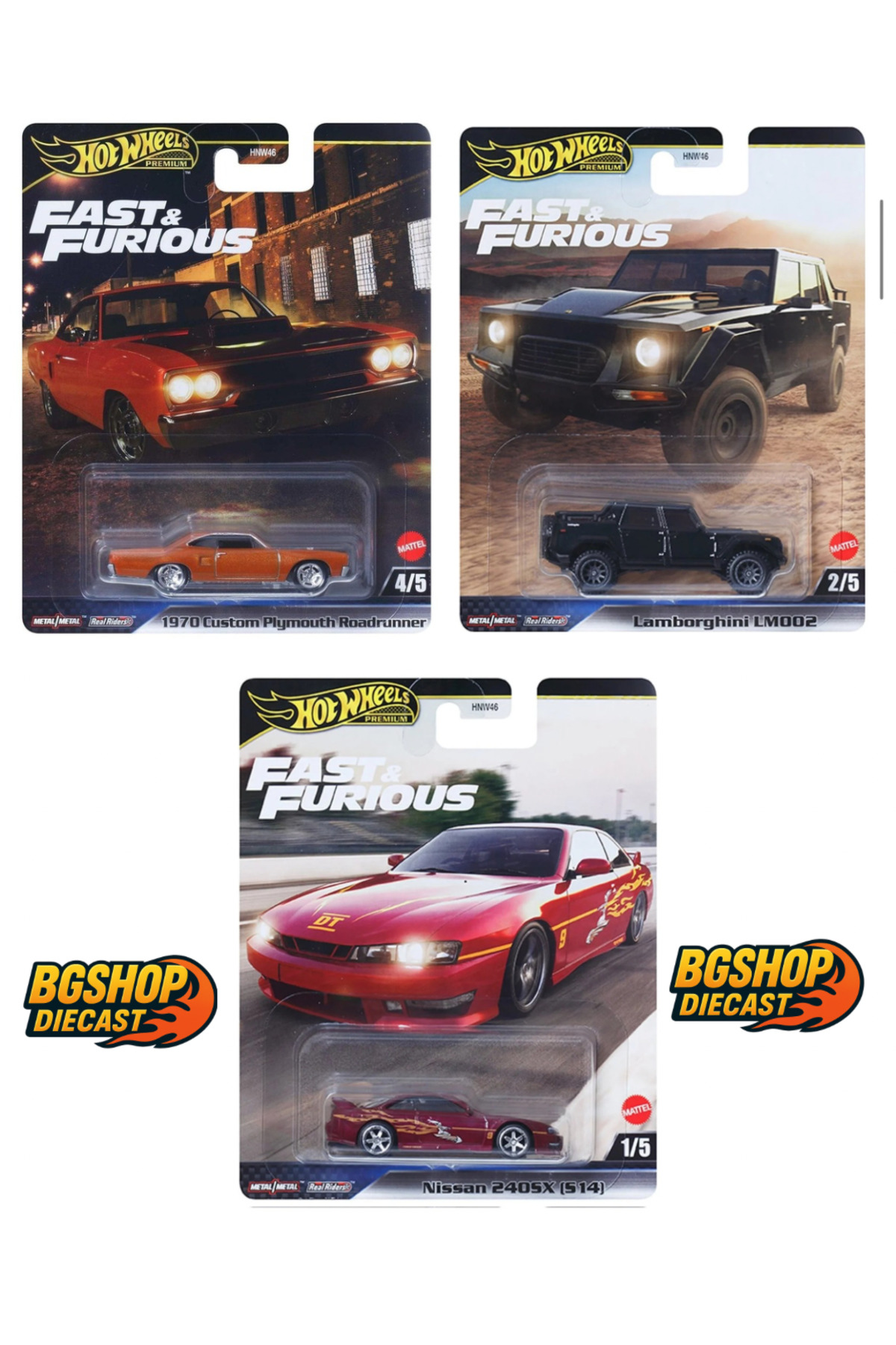 HOT WHEELS Premium Fast & Furious 3 lü Set (Nissan S14