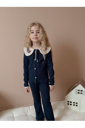 Patriko KIZ ÇOCUK YENİ SEZON BAYRAMLIK YAKA NAKIŞLI KARKORSE PANTALONLU ALT Ü...