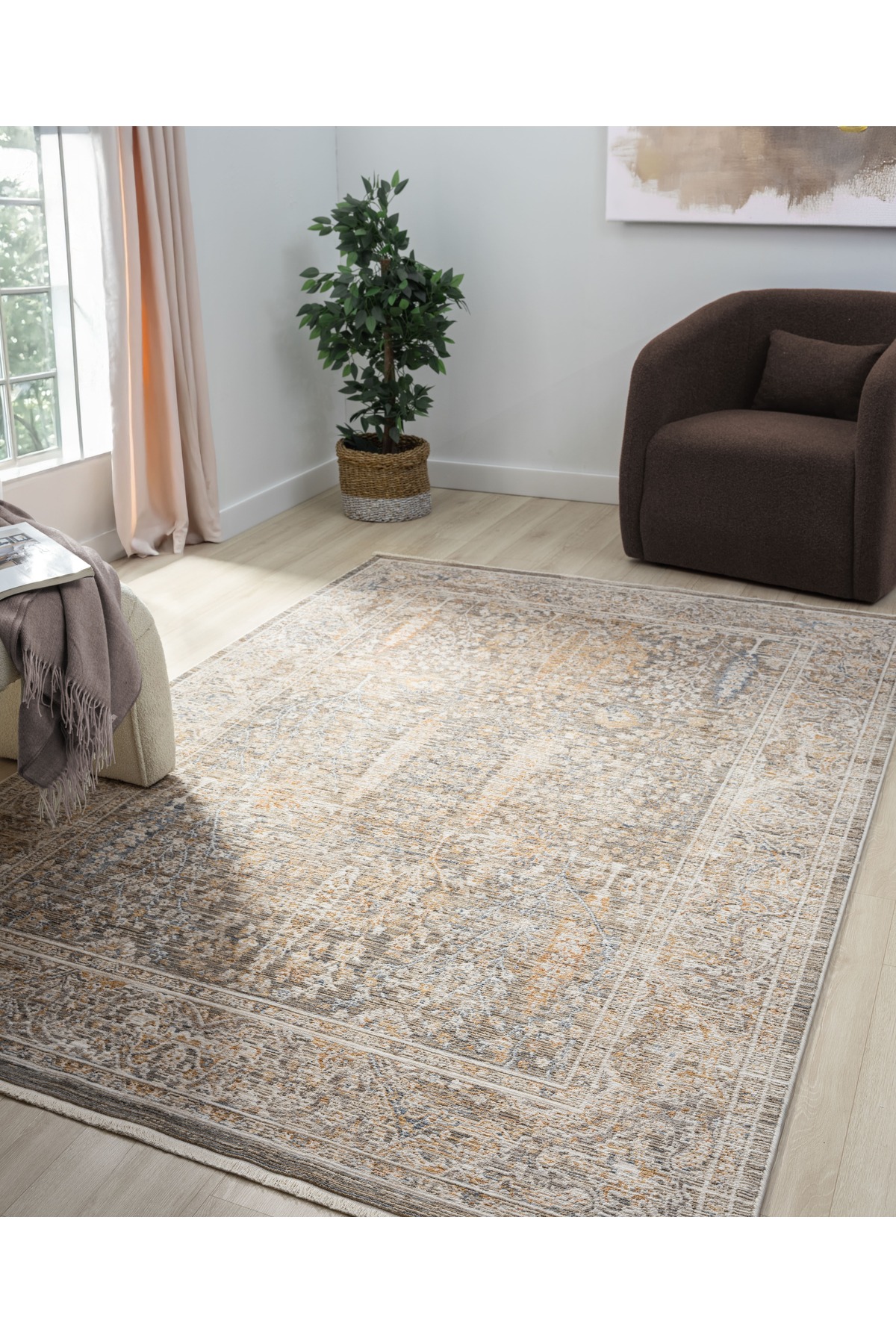 ETHNIC MODEL LIVING ROOM RUG LIVING ROOM RUG EASY TO CLEAN-PERU COLLECTION-10200BEJ