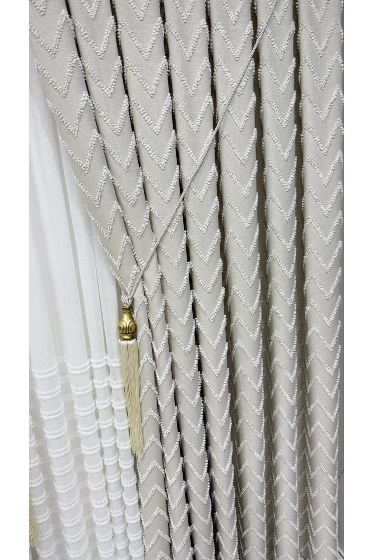 Feathered Luxury Dashboard Background Curtain Cream (Single Wing)