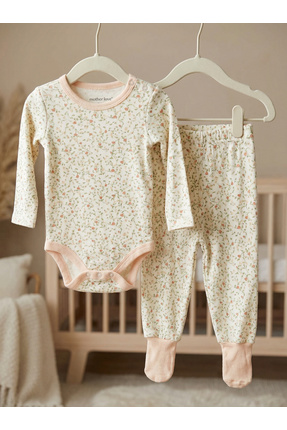 Shoebuo %100 Organik Pamuk Bebek Uzun Kollu Body Zıbın Ve Kendinden Çoraplı A...