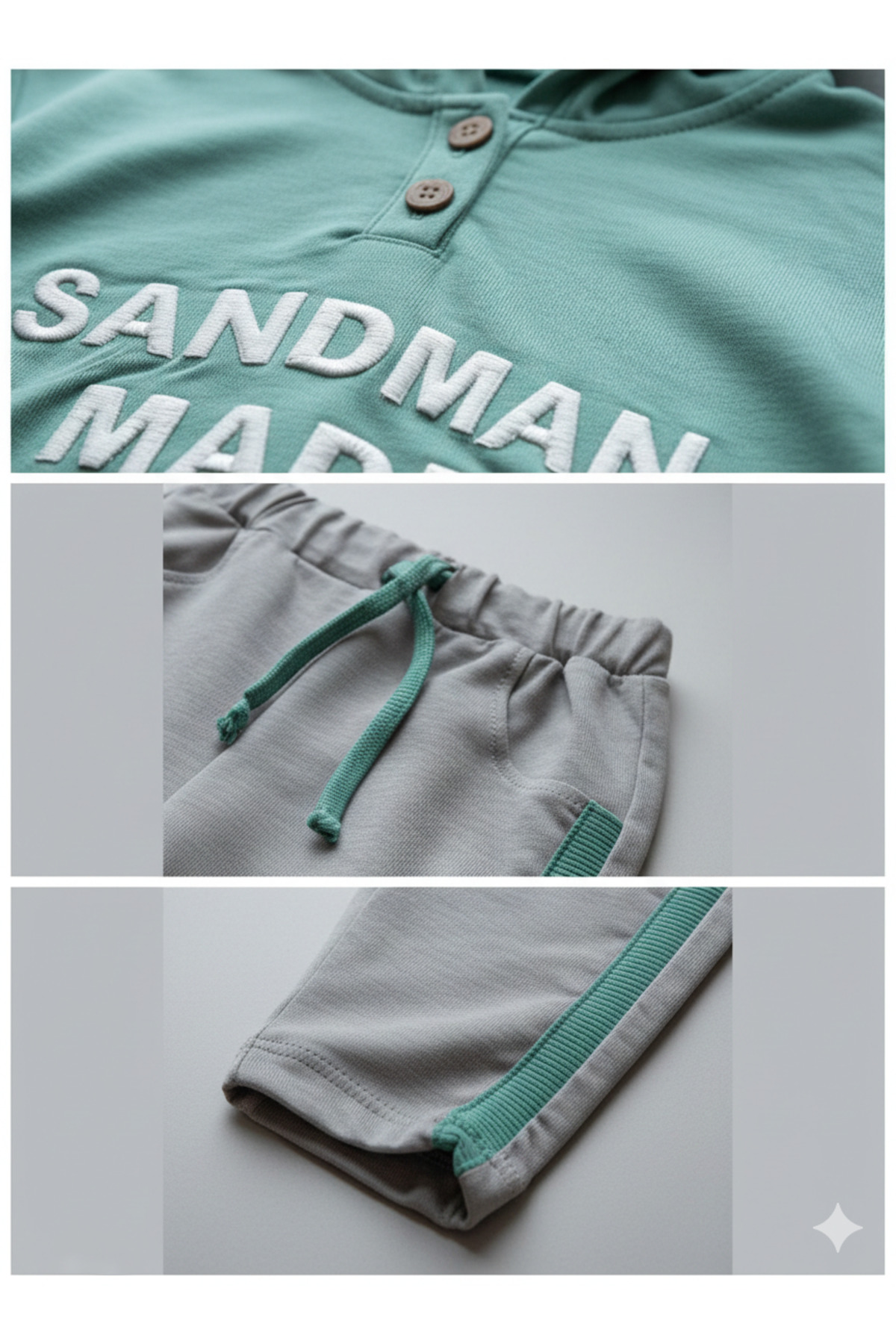 Momivi Kids Erkek Çocuk Kapüşonlu Düğme Detaylı Sweatshirt Yanı Şeritli Eşofman 2'li Takım fotoğrafı 3 (önizleme)