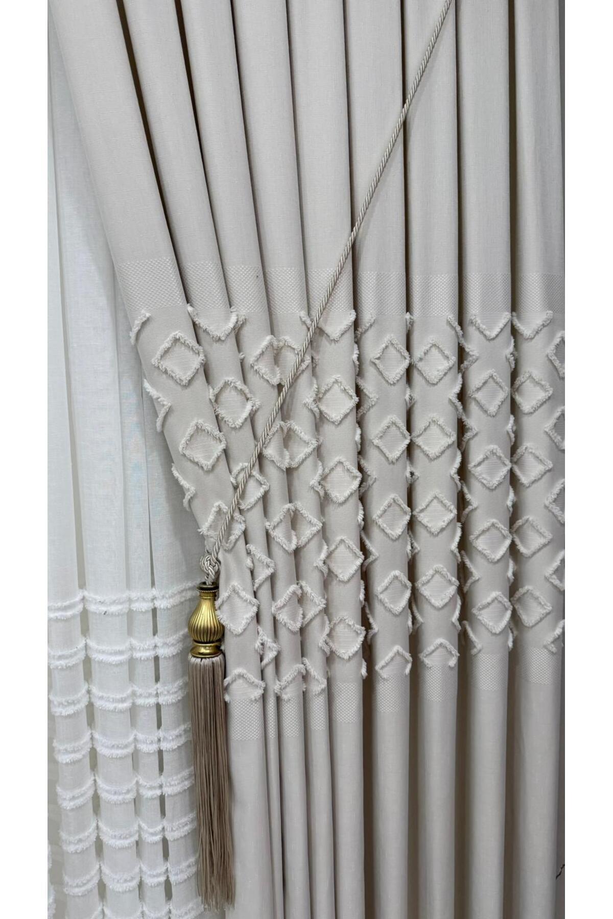 Linen Textured Feathered Cream Board Background Curtain (Single Wing)