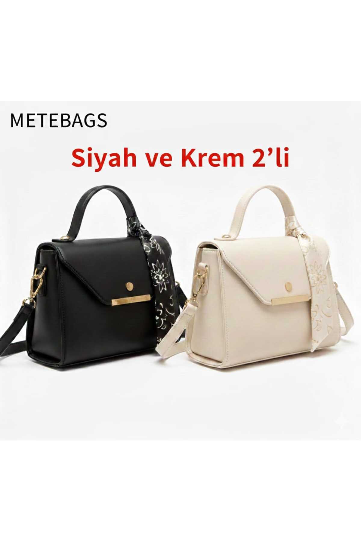 Butik Suni Deri Fular Detaylı Omuz& El Çantası