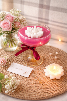 LUMENADA Kokulu Çiçekli Fanusta Mum