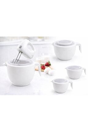 Üçsan Plastik Mikser Uyumlu Kapaklı Karıştırma Kabı Seti