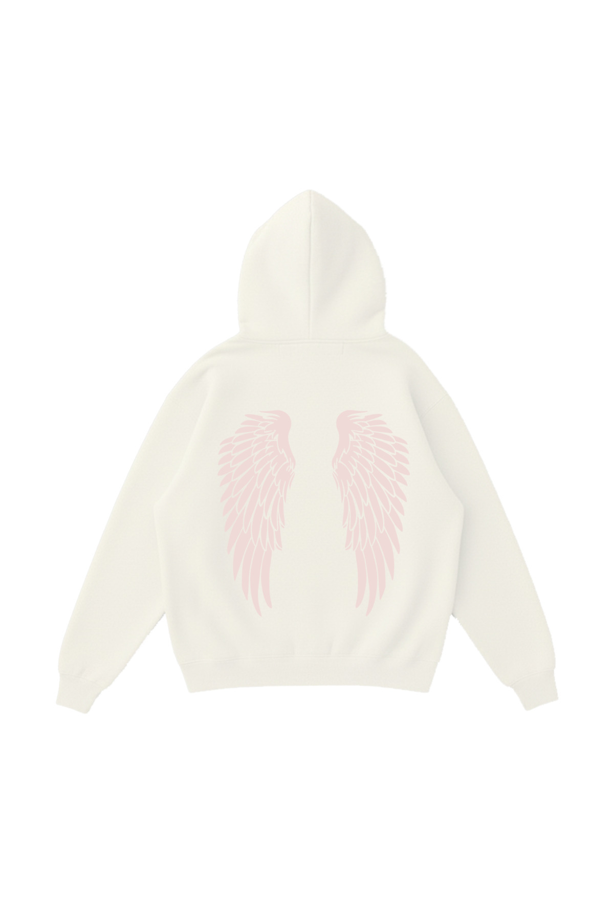 WHITE OF CREATIVE Kadın Sırt Melek Kanatları Baskılı Oversize Hoodie 3 İplik Kapüşonlu Sweatshirt