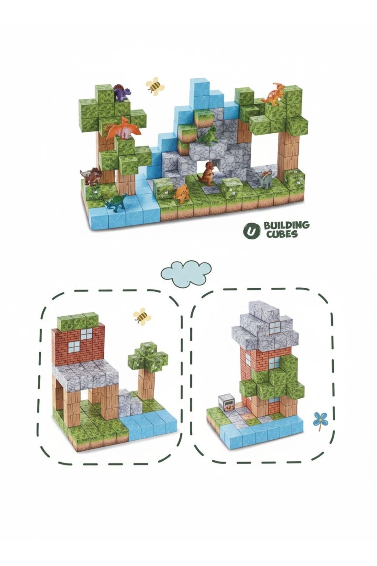 alpmodel Manyetik Yapı Blokları Minecraft Mıknatıslı 100 Parça Blok Parçalar Yüksek Parça Minecraft Blok Set fotoğrafı 3 (önizleme)