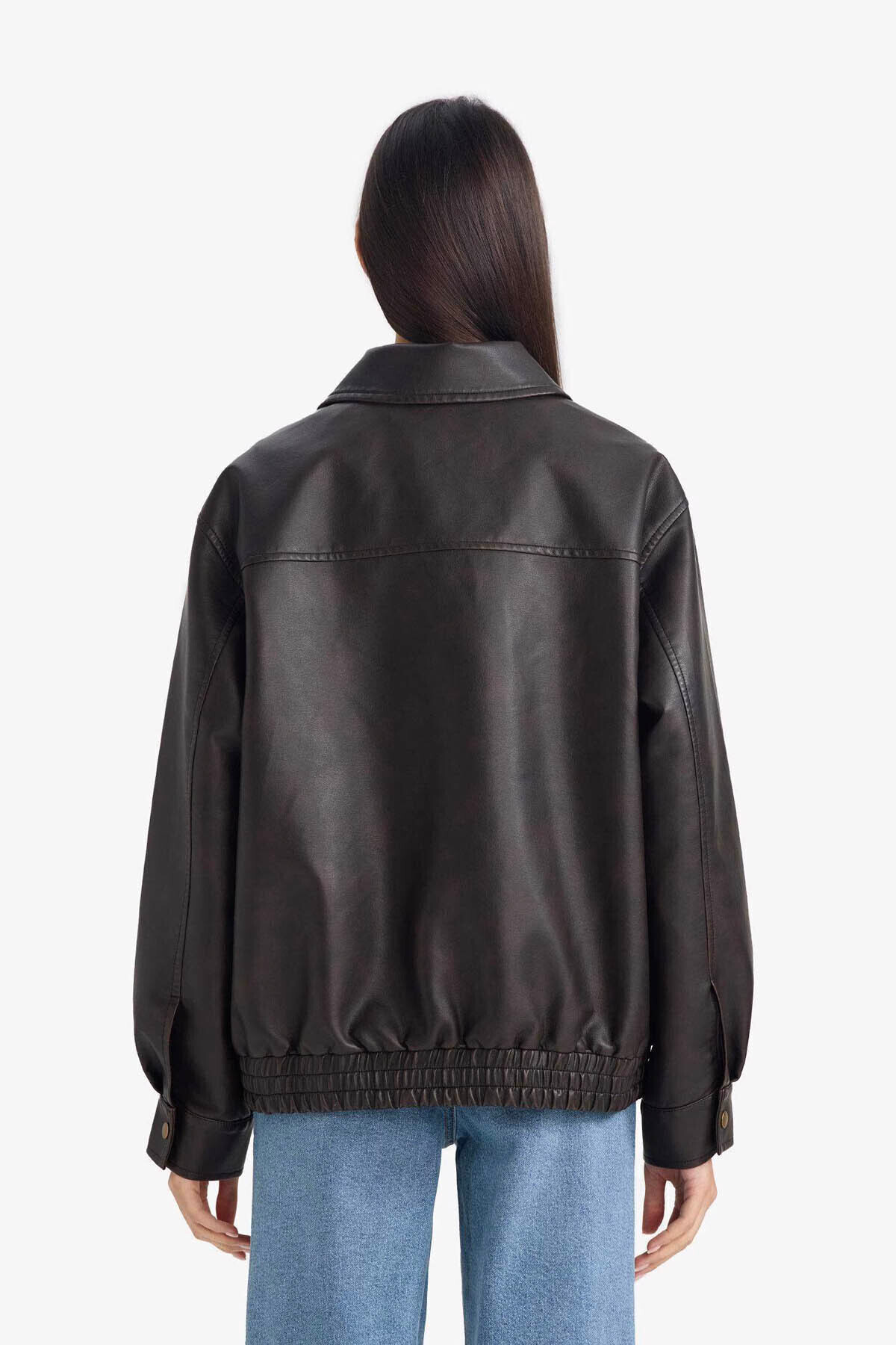 Defacto  Dad Fit Suni Deri Mont G0644AX26SP - Görsel 6