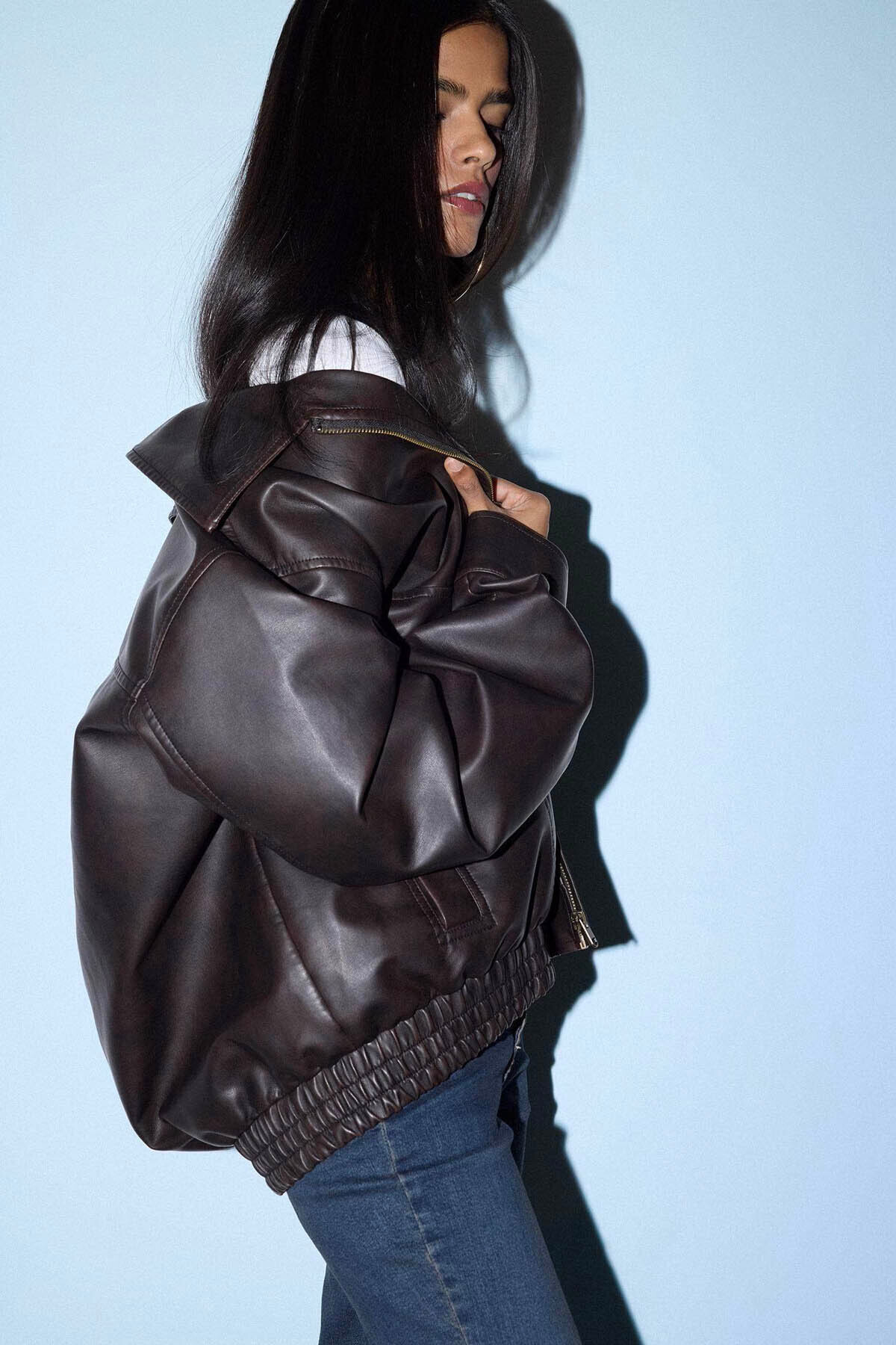 Defacto  Dad Fit Suni Deri Mont G0644AX26SP - Görsel 4