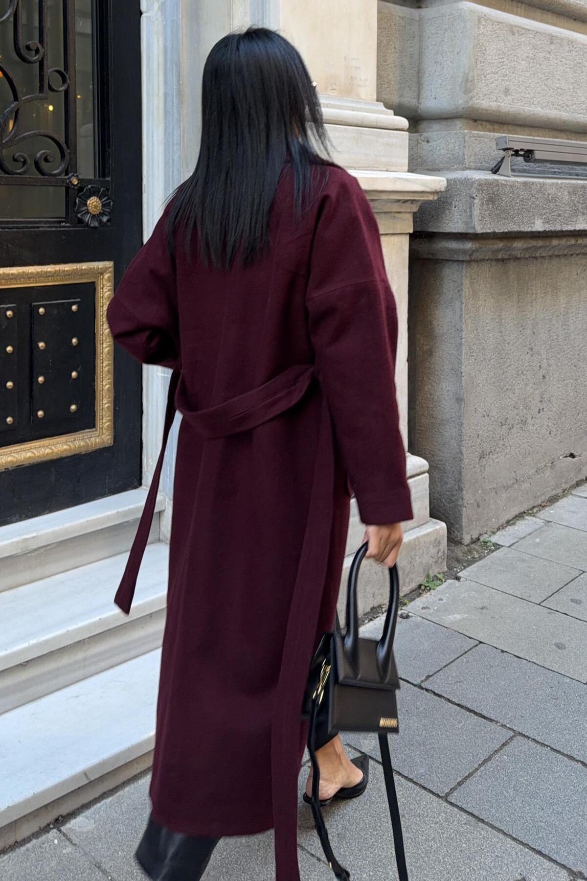 Lijuri  Kuşak Kapamalı Kaşe Kaban 7136 - Görsel 7