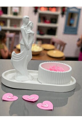 ArtnestbyAysun Sevgililer Günü Gül Kokulu Mum ve Sarılan Çift Obje Seti, Hedi...