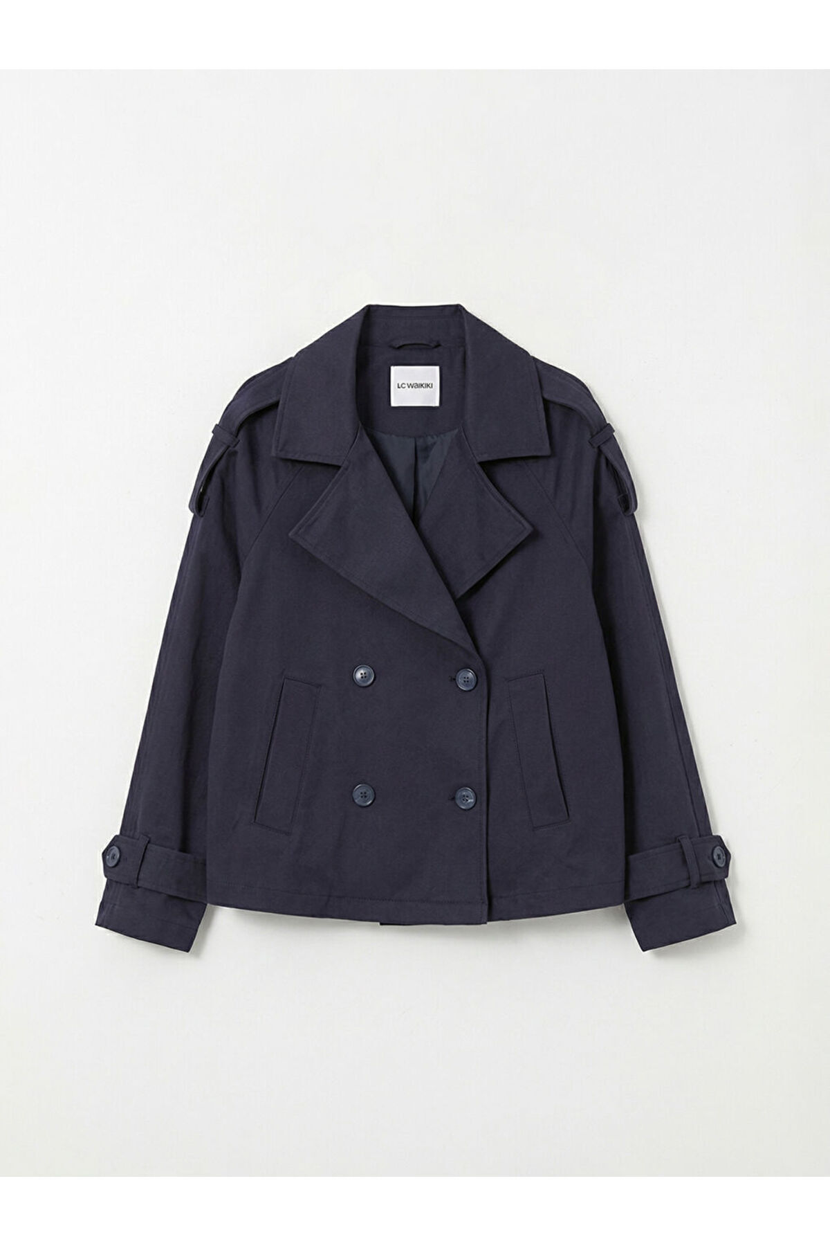 LC Waikiki  GiyÇık Store Lacivert Oversize Kadın Süet Görünümlü Trençkot