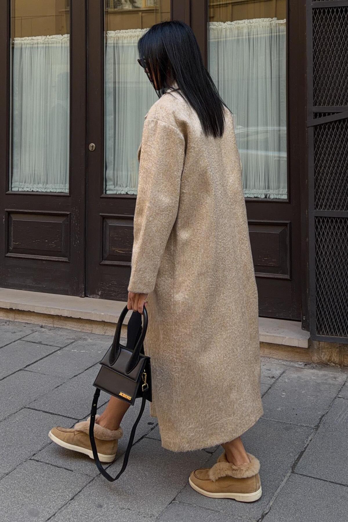 Lijuri  Çift Düğmeli Kaşe Kaban 7132 - Görsel 8