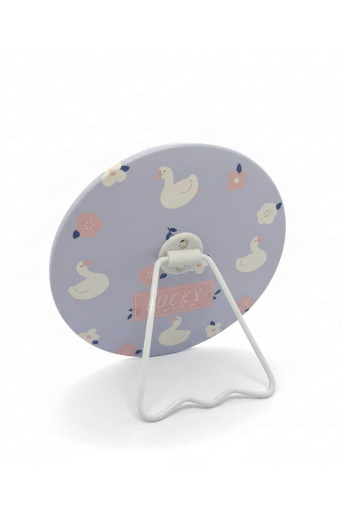 15x15 cm Round Decorative Portable Table Makeup Mirror with Bird and Flower Pattern