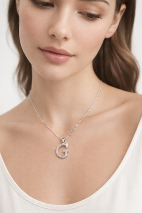 ZALU Gümüş Kaplama Paslanmaz Çelik Şık ve Zarif G Harfli Kadın Günlük Kolye