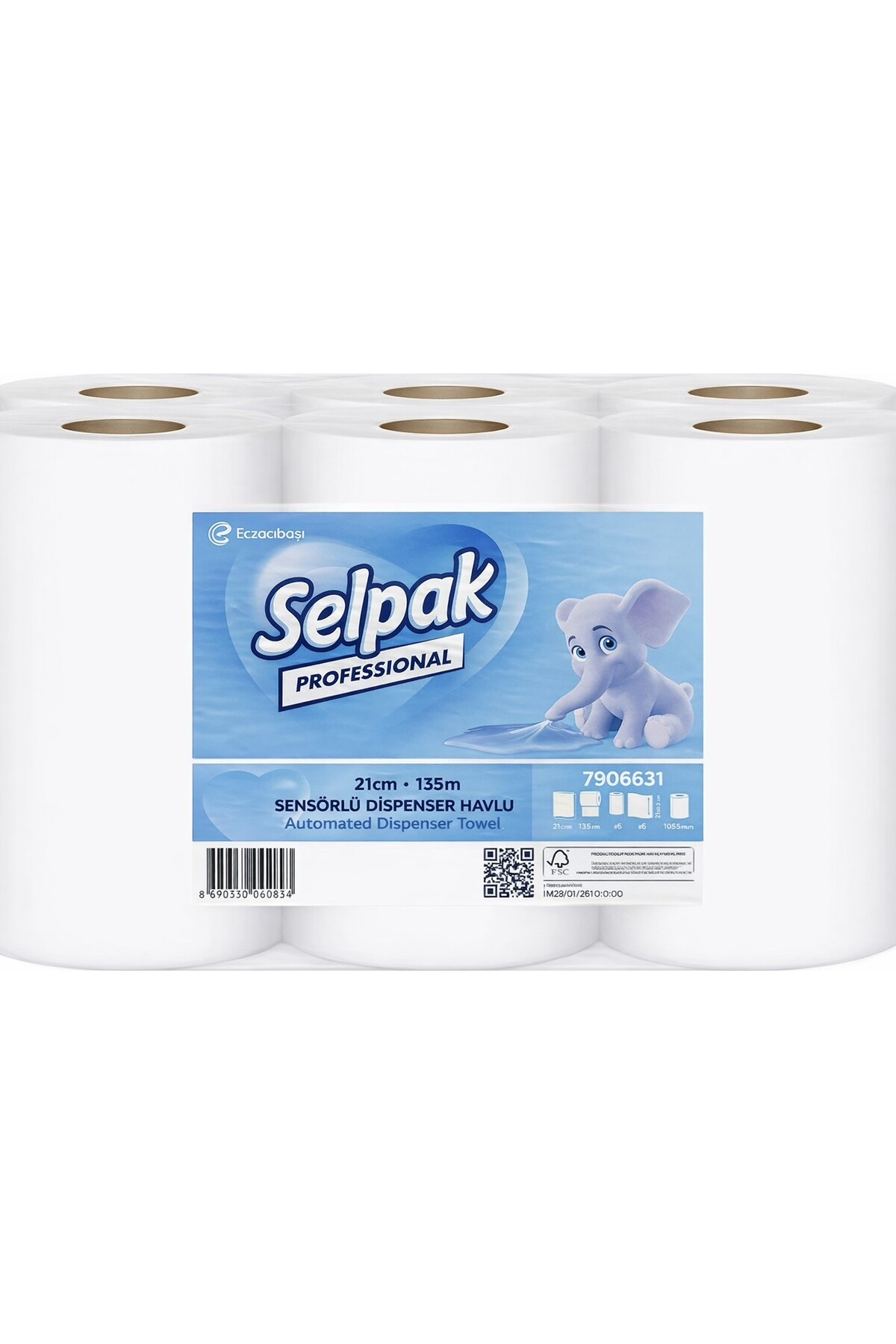 Selpak Professional Touch Sensörlü 21 cm 135 mt 6'lı Kağıt Havlu